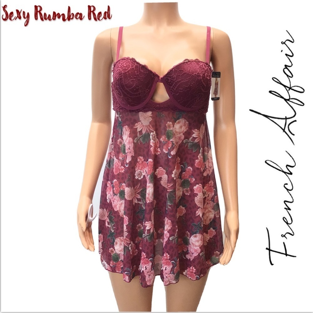 French Affair Red Babydoll Nightie & Panty Set